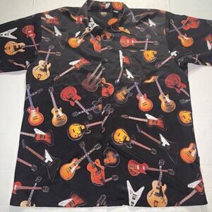 Vintage Gibson Guitars Tour Wear Button Short Sleeve Shirt Size XLarge Dragonfly